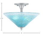 Any Two Light Semi-Flush Mount in Brushed Nickel with 16" Teal Crystal Shade