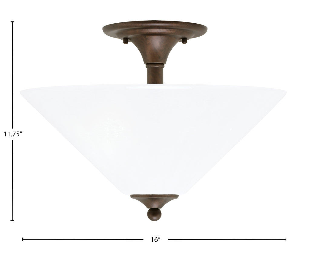 Semi-Flushes Two Light Semi-Flush Mount in Bronze with White Marble Shade