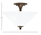 Semi-Flushes Two Light Semi-Flush Mount in Bronze with White Marble Shade