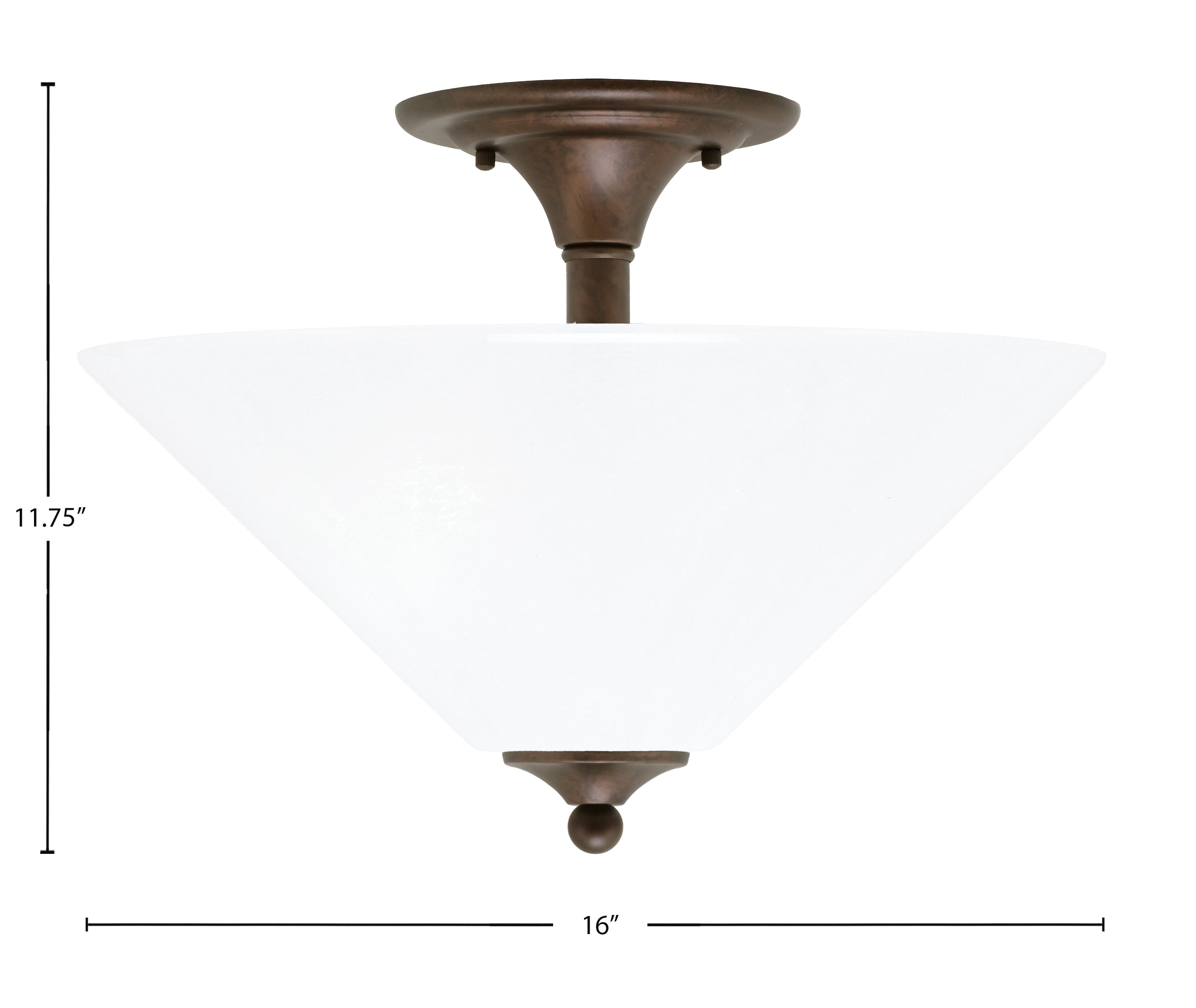 Semi-Flushes Two Light Semi-Flush Mount in Bronze with White Marble Shade