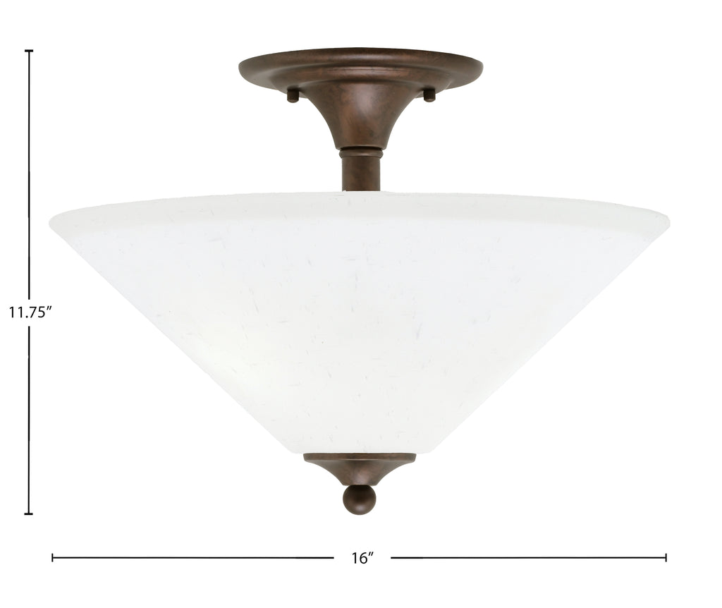 Semi-Flushes Two Light Semi-Flush Mount in Bronze with White Muslin Shade