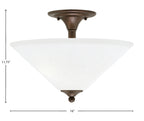 Semi-Flushes Two Light Semi-Flush Mount in Bronze with White Muslin Shade