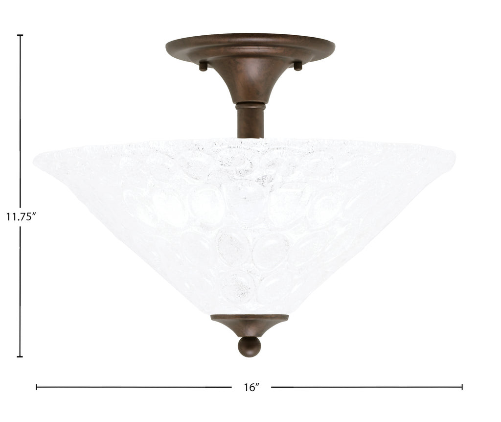 Any Two Light Semi-Flush Mount in Bronze with 16" Italian Bubble Shade