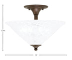 Any Two Light Semi-Flush Mount in Bronze with 16" Italian Bubble Shade