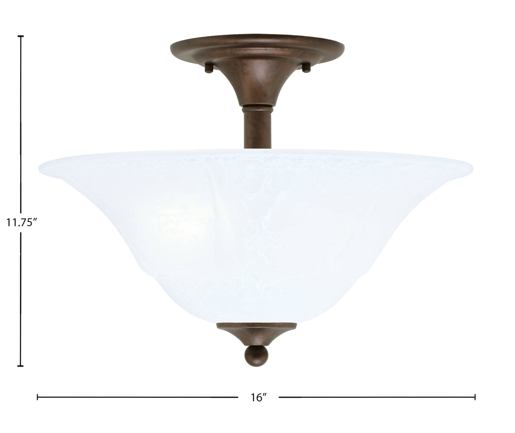 Any Two Light Semi-Flush Mount in Bronze with 16" White Marble Shade