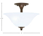 Any Two Light Semi-Flush Mount in Bronze with 16" White Marble Shade