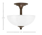 Semi-Flushes Two Light Semi-Flush Mount in Bronze with Clear Ribbed Shade