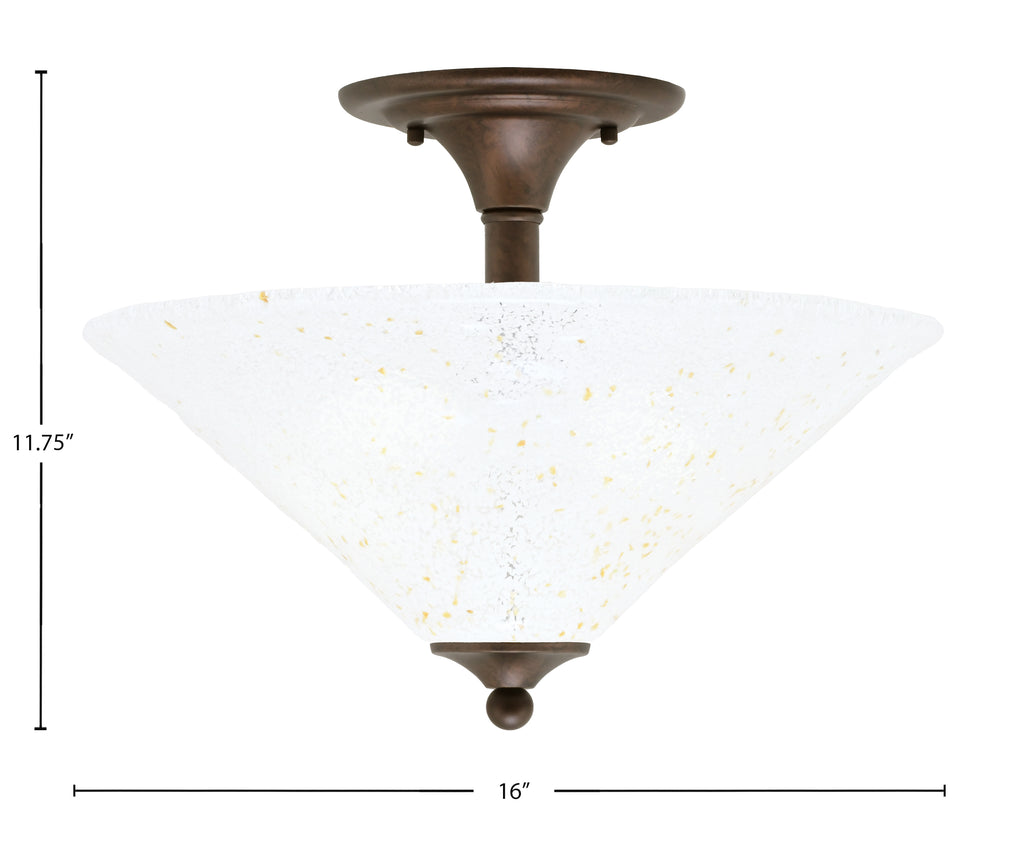 Any Two Light Semi-Flush Mount in Bronze with 16" Gold Ice Shade