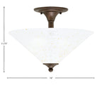 Any Two Light Semi-Flush Mount in Bronze with 16" Gold Ice Shade