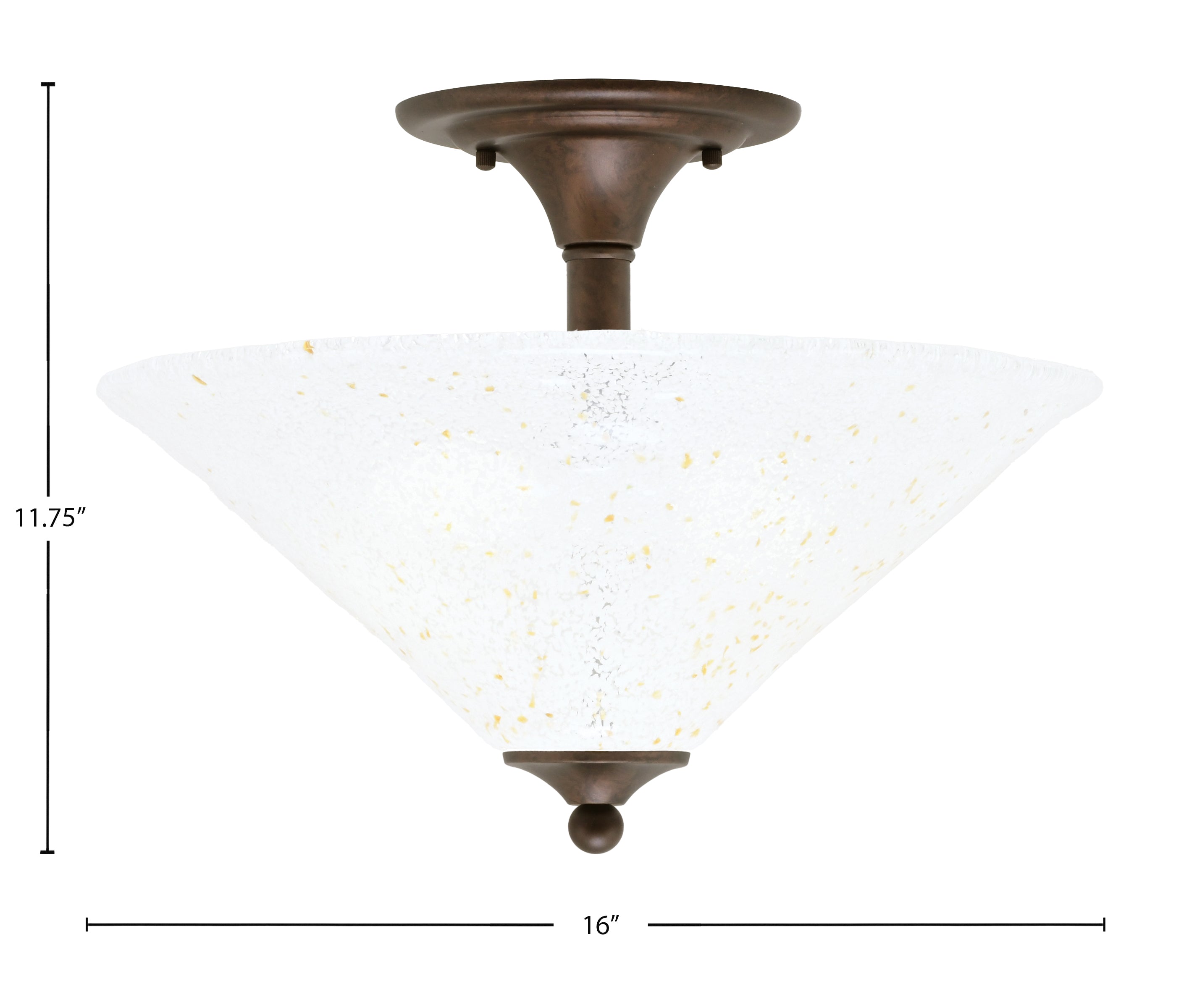 Any Two Light Semi-Flush Mount in Bronze with 16" Gold Ice Shade