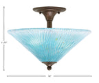 Any Two Light Semi-Flush Mount in Bronze with 16" Teal Crystal Shade