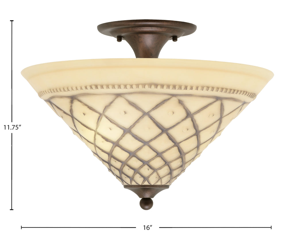 Any Two Light Semi-Flush Mount in Bronze with 16" Chocolate Icing Shade