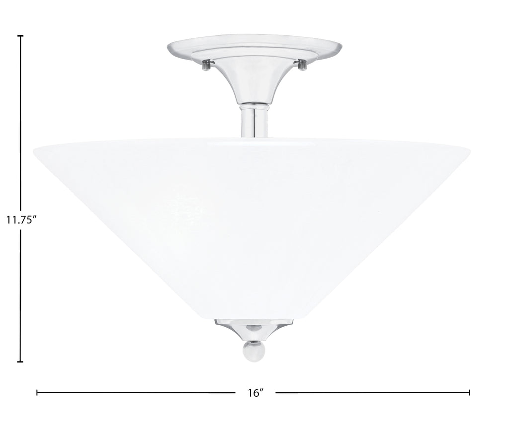 Semi-Flushes Two Light Semi-Flush Mount in Chrome with White Marble Shade