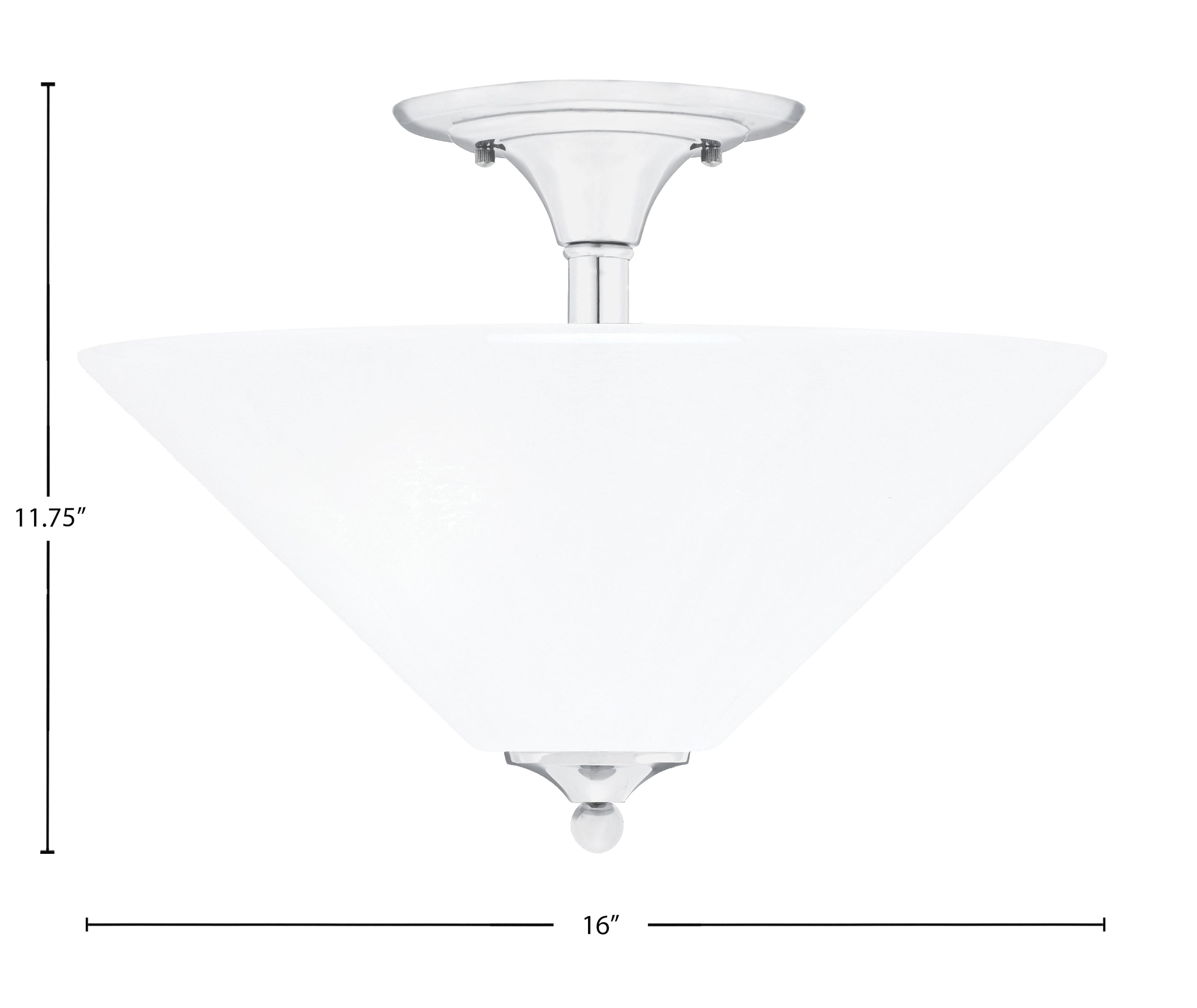 Semi-Flushes Two Light Semi-Flush Mount in Chrome with White Marble Shade