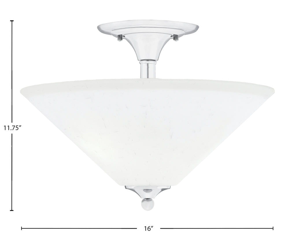Semi-Flushes Two Light Semi-Flush Mount in Chrome with White Muslin Shade