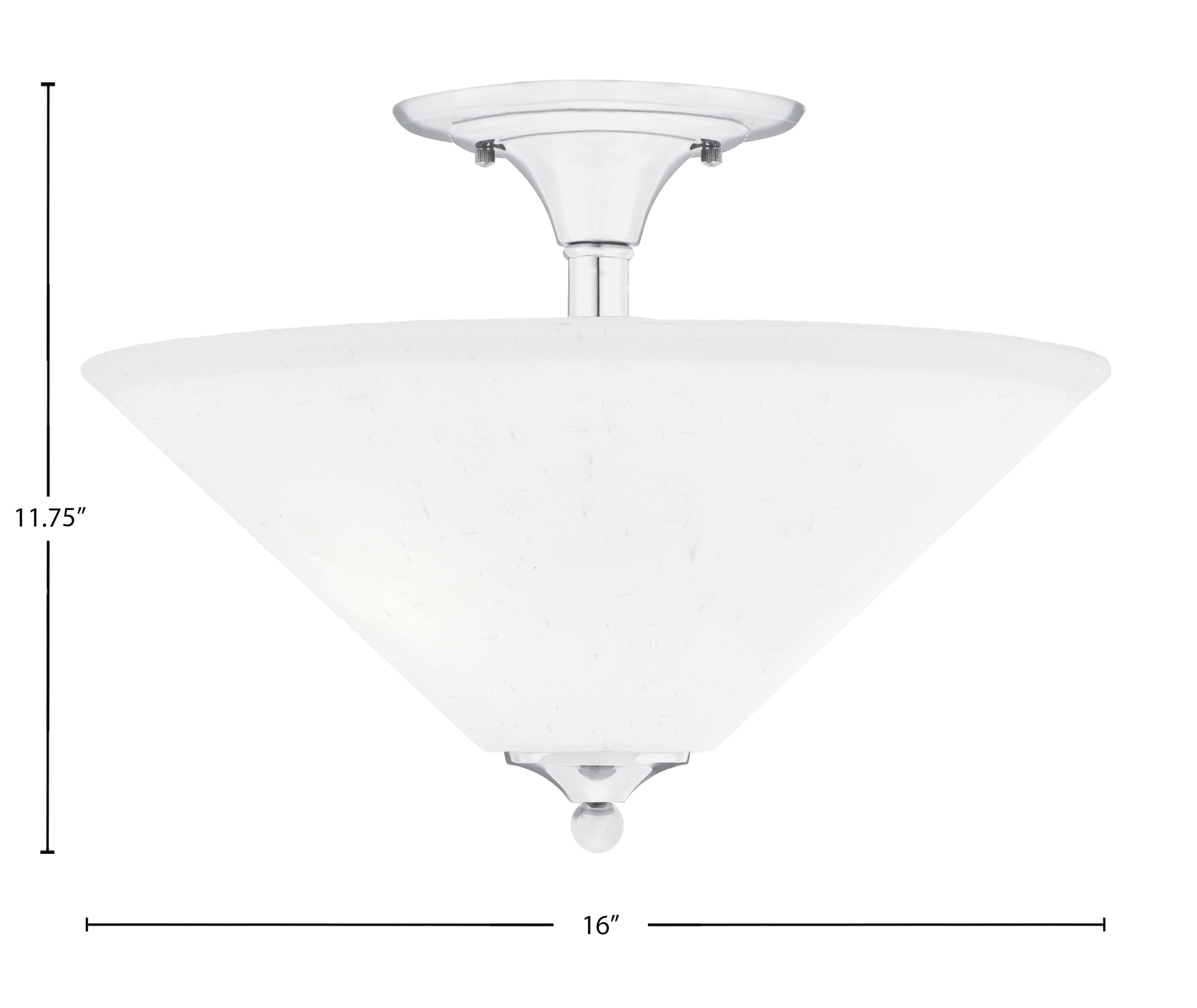 Semi-Flushes Two Light Semi-Flush Mount in Chrome with White Muslin Shade