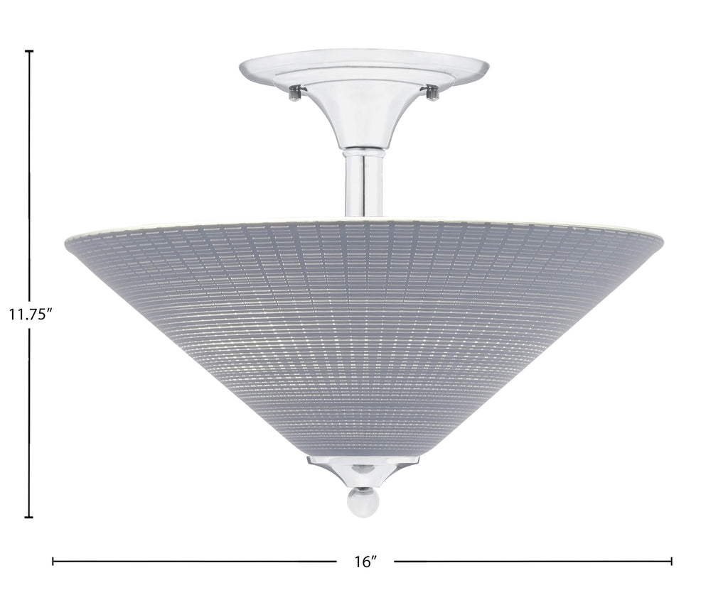 Semi-Flushes Two Light Semi-Flush Mount in Chrome with Gray Matrix Shade