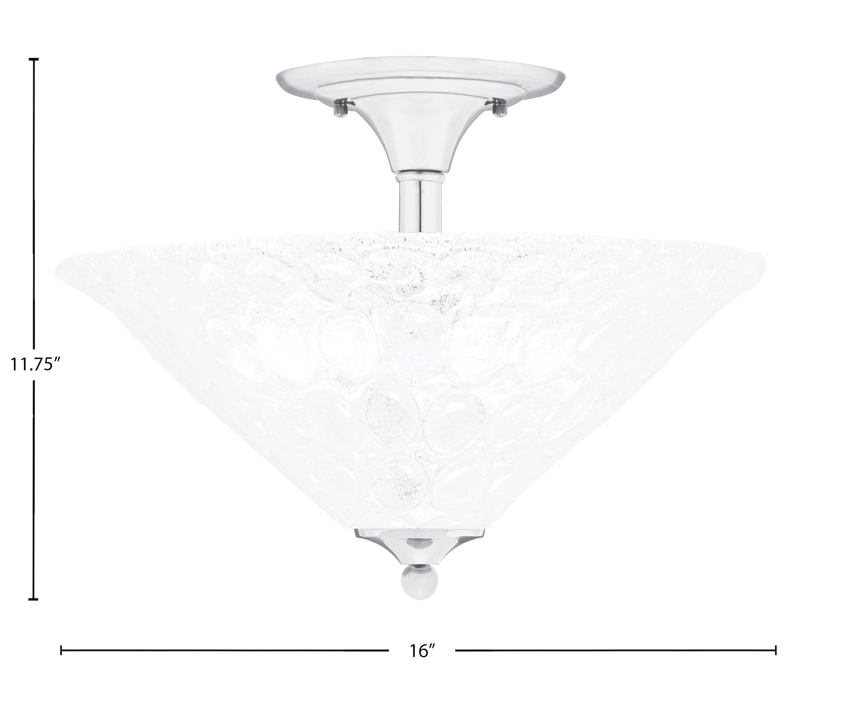 Any Two Light Semi-Flush Mount in Chrome with 16" Italian Bubble Shade