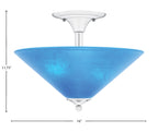 Any Two Light Semi-Flush Mount in Chrome with 16" Blue Italian Shade