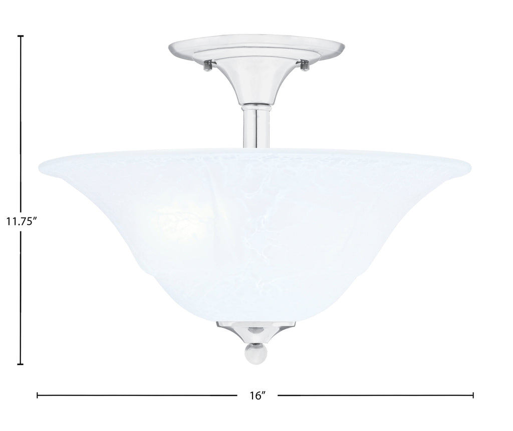 Any Two Light Semi-Flush Mount in Chrome with 16" White Marble Shade