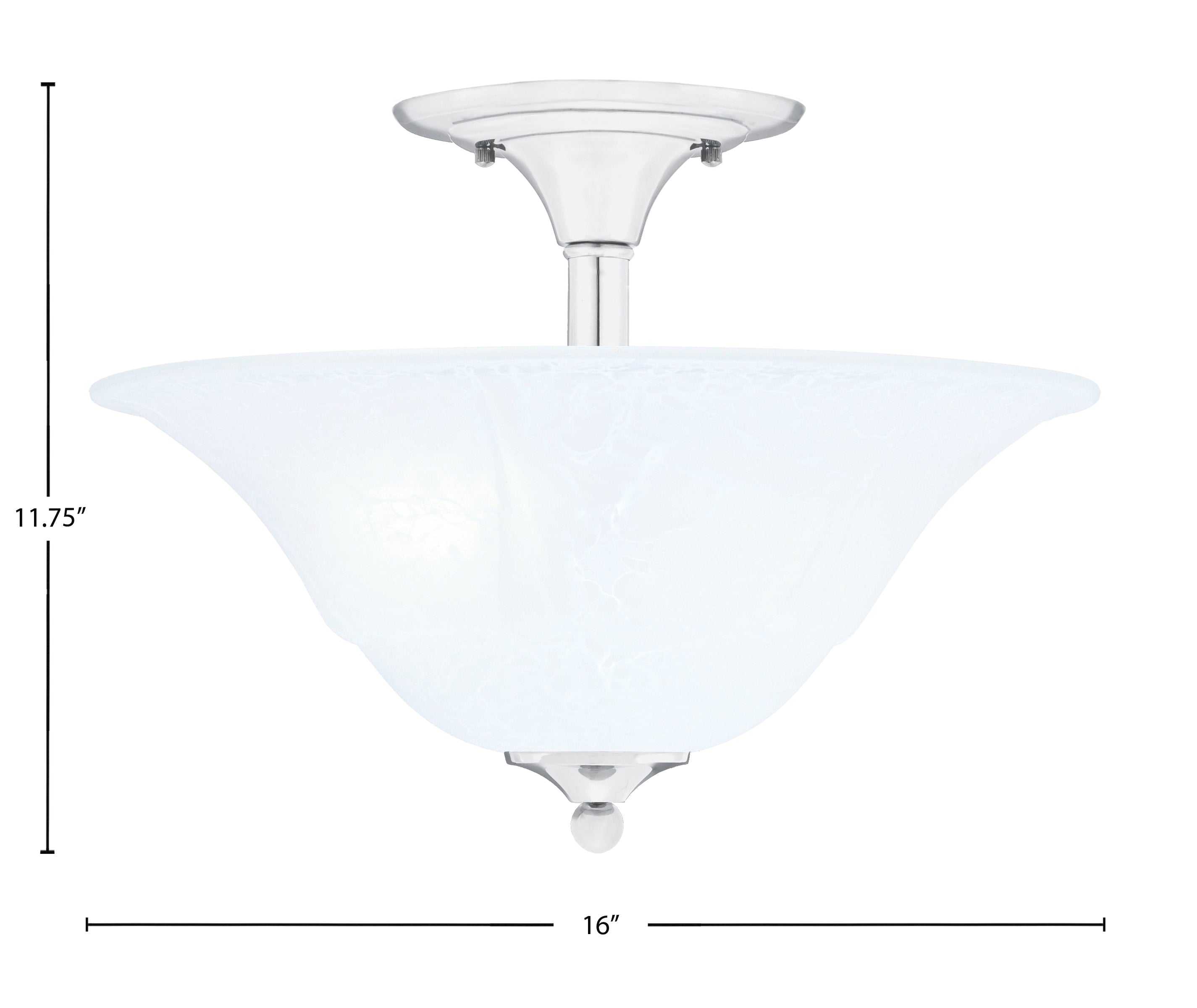 Any Two Light Semi-Flush Mount in Chrome with 16" White Marble Shade
