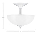 Semi-Flushes Two Light Semi-Flush Mount in Chrome with Clear Ribbed Shade