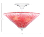 Any Two Light Semi-Flush Mount in Chrome with 16" Raspberry Crystal Shade