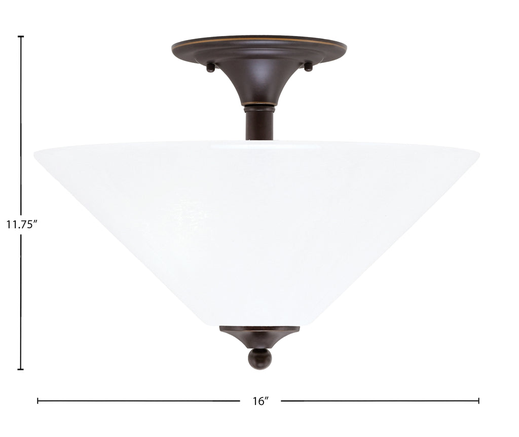 Any Two Light Semi-Flush Mount in Dark Granite with 16" White Marble Shade