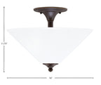 Any Two Light Semi-Flush Mount in Dark Granite with 16" White Marble Shade