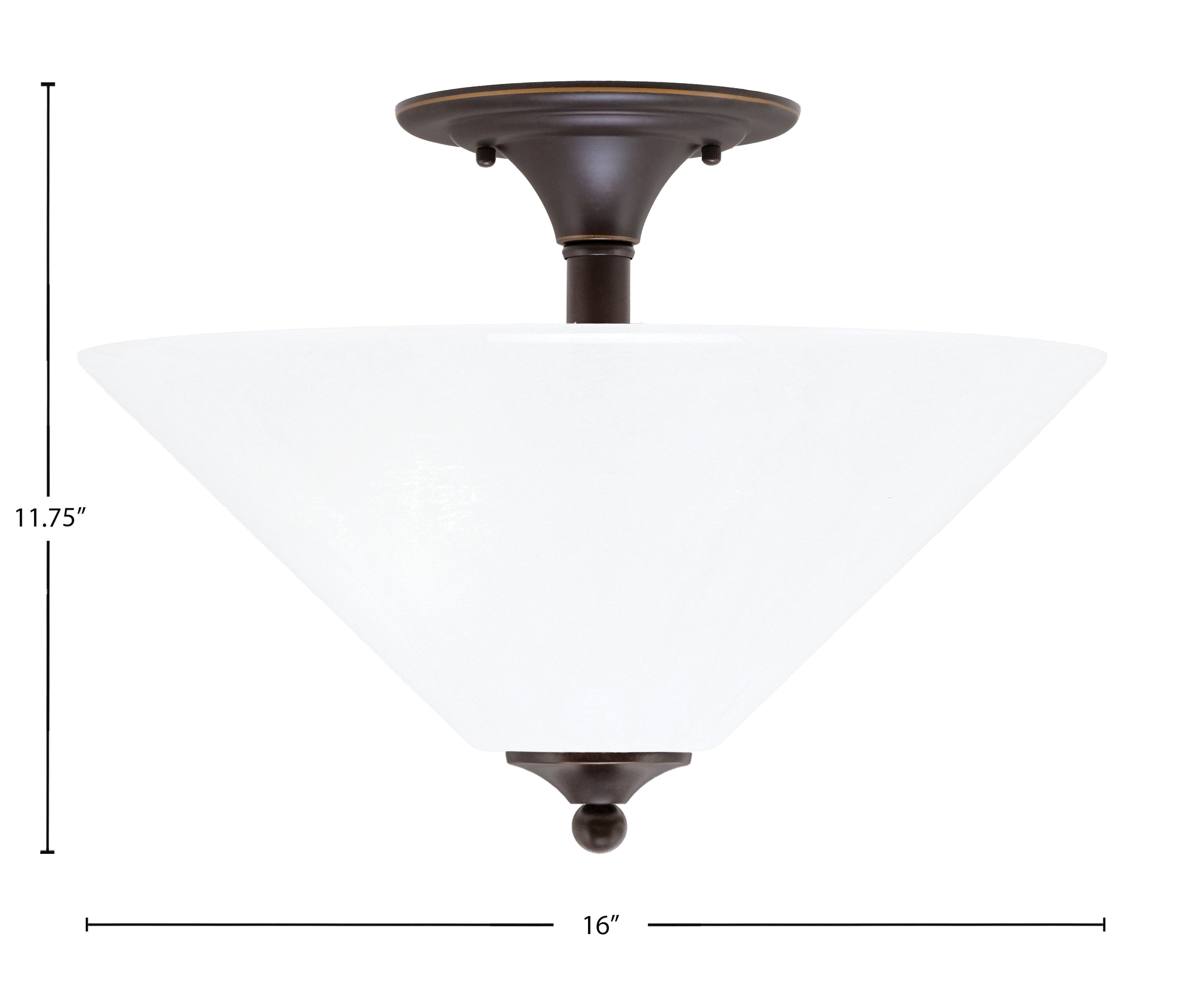 Any Two Light Semi-Flush Mount in Dark Granite with 16" White Marble Shade