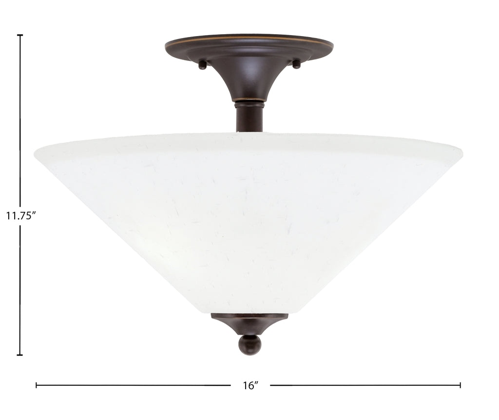 Semi-Flushes Two Light Semi-Flush Mount in Dark Granite with White Muslin Shade