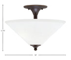 Semi-Flushes Two Light Semi-Flush Mount in Dark Granite with White Muslin Shade