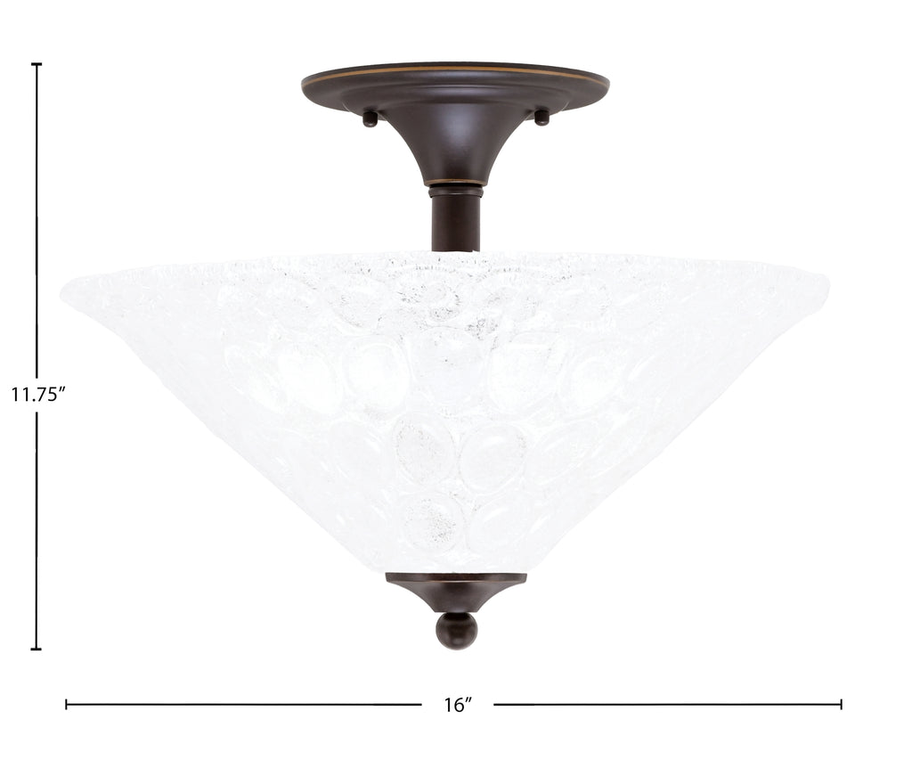 Any Two Light Semi-Flush Mount in Dark Granite with 16" Italian Bubble Shade