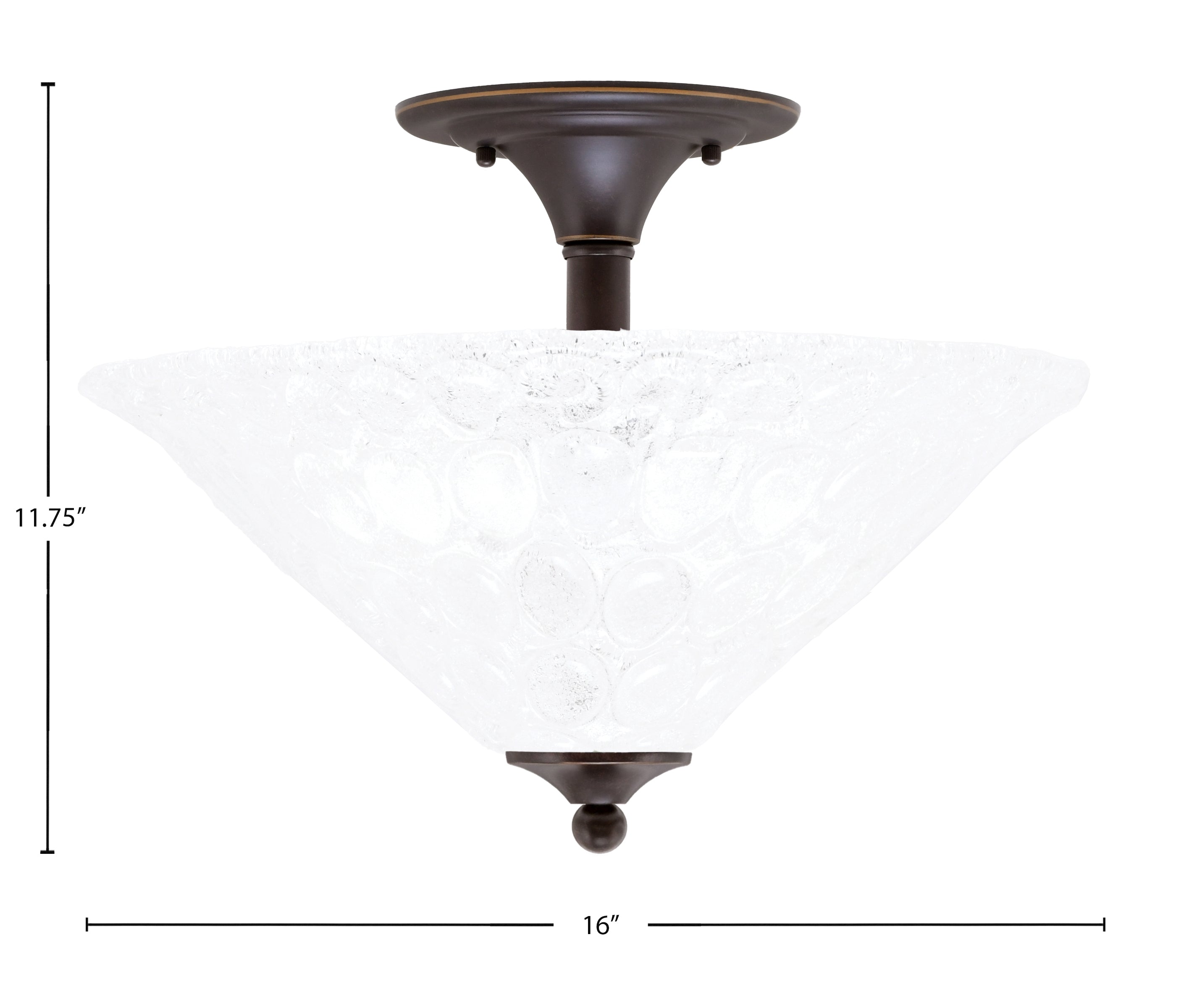 Any Two Light Semi-Flush Mount in Dark Granite with 16" Italian Bubble Shade