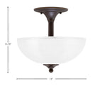 Semi-Flushes Two Light Semi-Flush Mount in Dark Granite with Clear Ribbed Shade