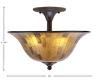 Any Two Light Semi-Flush Mount in Dark Granite with 16" Penshell Resin Shade