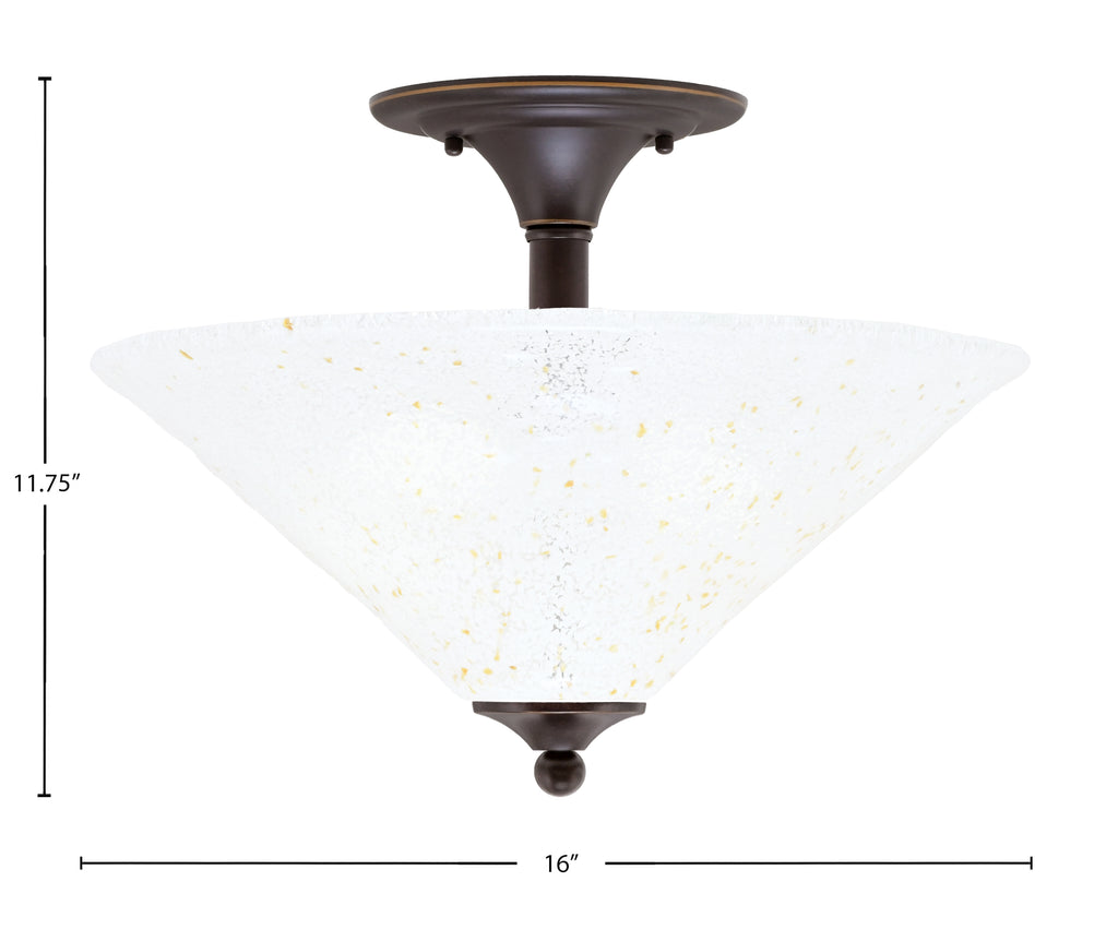 Any Two Light Semi-Flush Mount in Dark Granite with 16" Gold Ice Shade