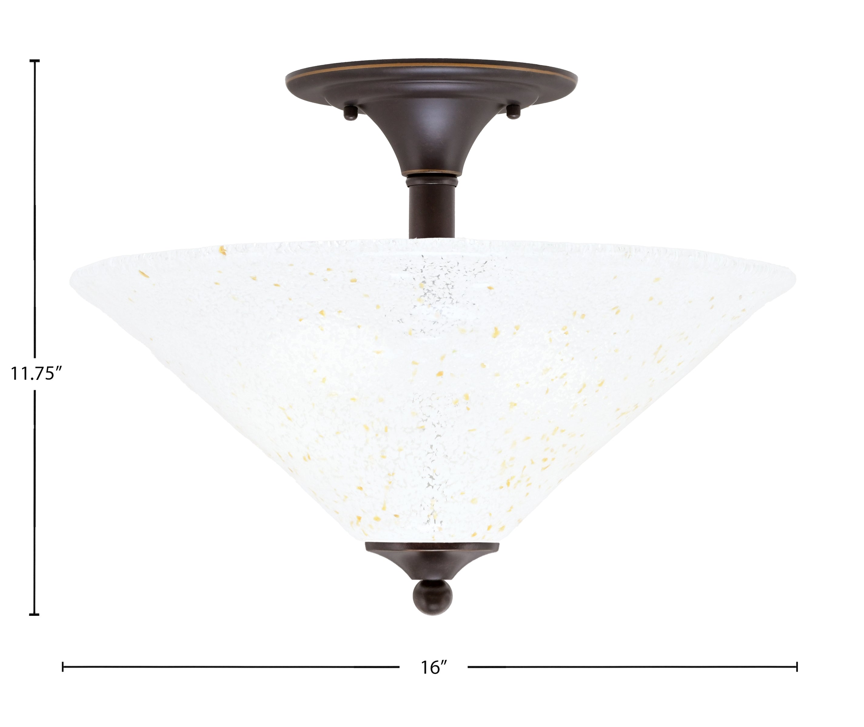 Any Two Light Semi-Flush Mount in Dark Granite with 16" Gold Ice Shade