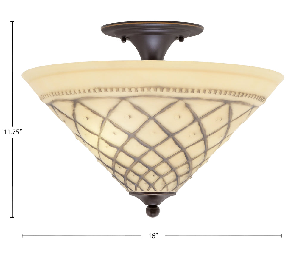 Any Two Light Semi-Flush Mount in Dark Granite with 16" Chocolate Icing Shade