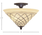 Any Two Light Semi-Flush Mount in Dark Granite with 16" Chocolate Icing Shade