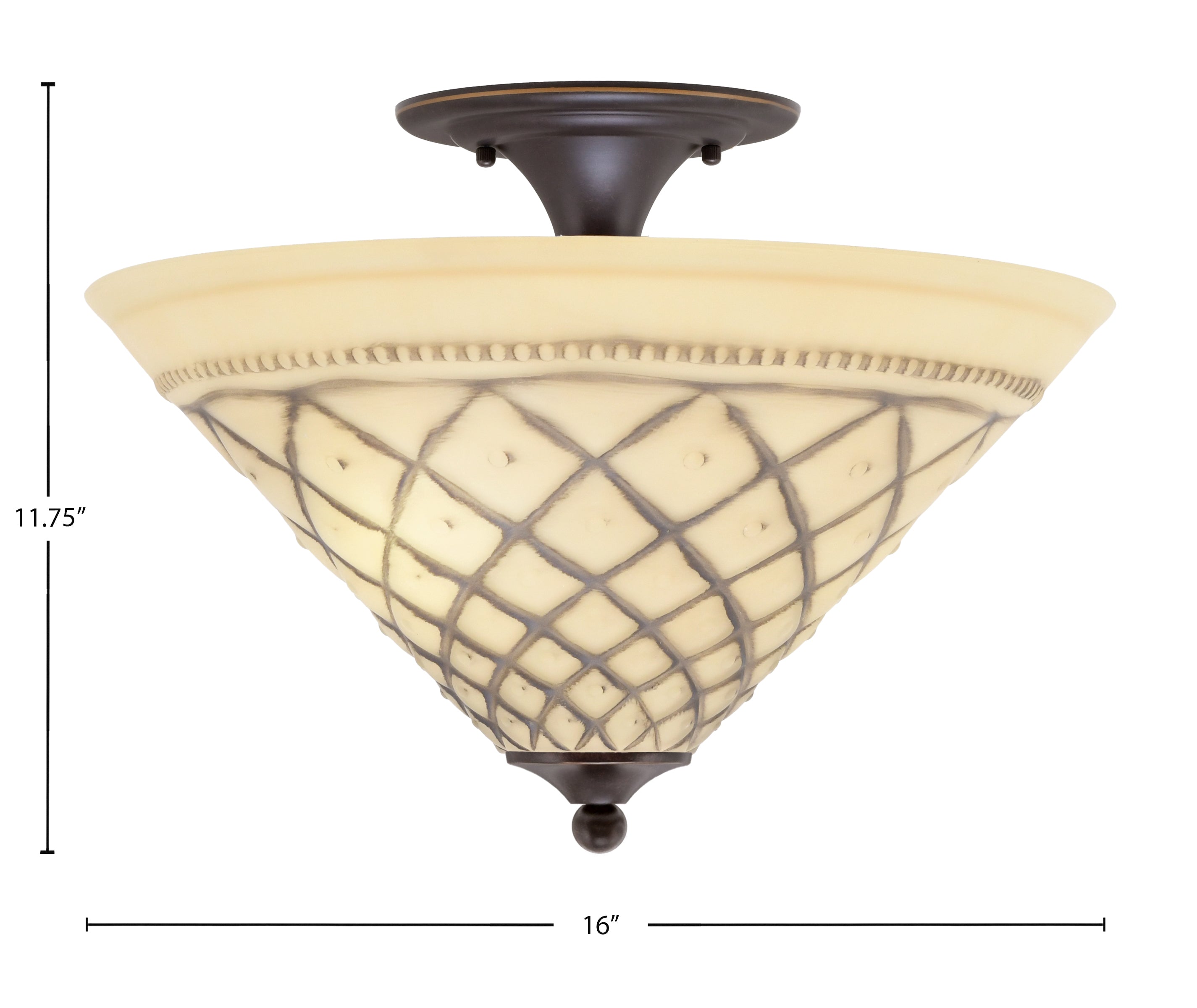 Any Two Light Semi-Flush Mount in Dark Granite with 16" Chocolate Icing Shade
