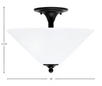Semi-Flushes Two Light Semi-Flush Mount in Matte Black with White Marble Shade