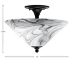 Semi-Flushes Two Light Semi-Flush Mount in Matte Black with Onyx Swirl Shade