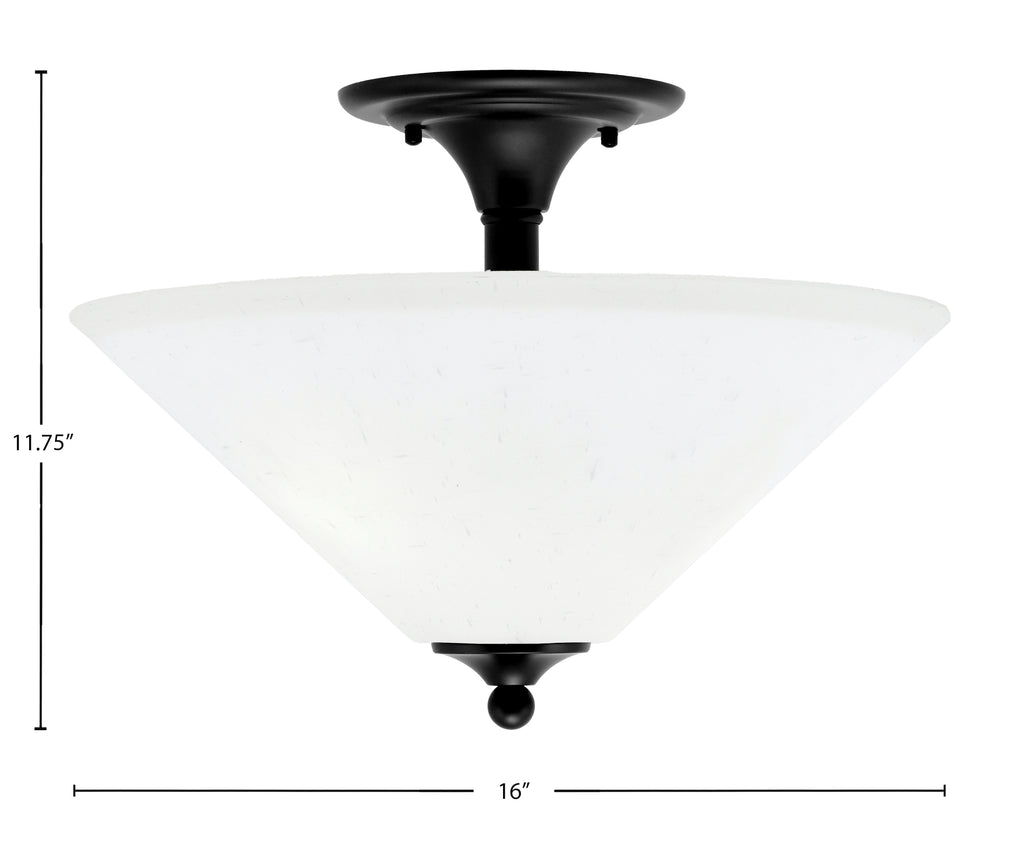 Semi-Flushes Two Light Semi-Flush Mount in Matte Black with White Muslin Shade