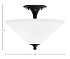 Semi-Flushes Two Light Semi-Flush Mount in Matte Black with White Muslin Shade