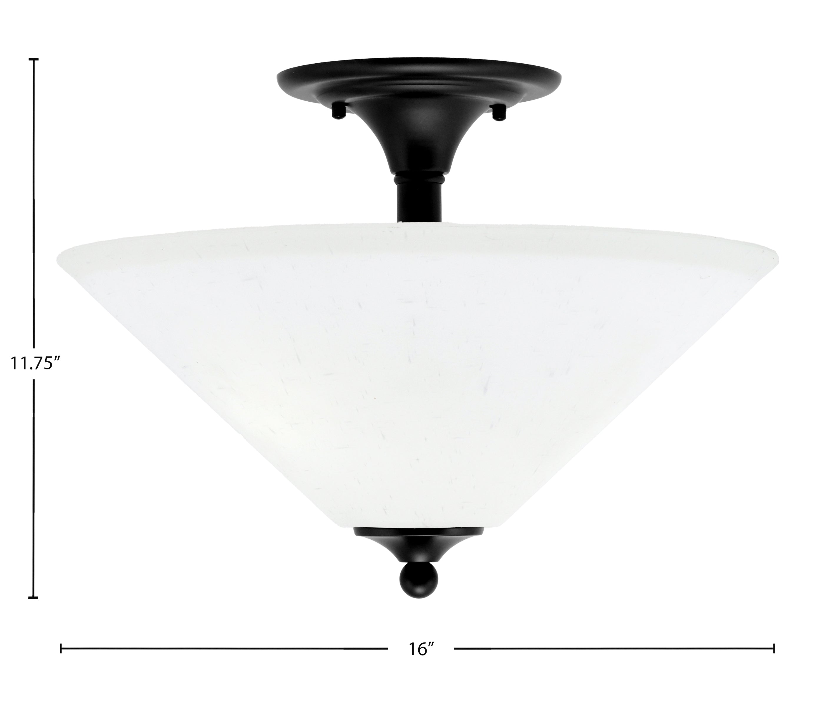 Semi-Flushes Two Light Semi-Flush Mount in Matte Black with White Muslin Shade