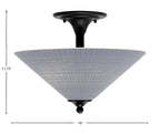 Semi-Flushes Two Light Semi-Flush Mount in Matte Black with Gray Matrix Shade