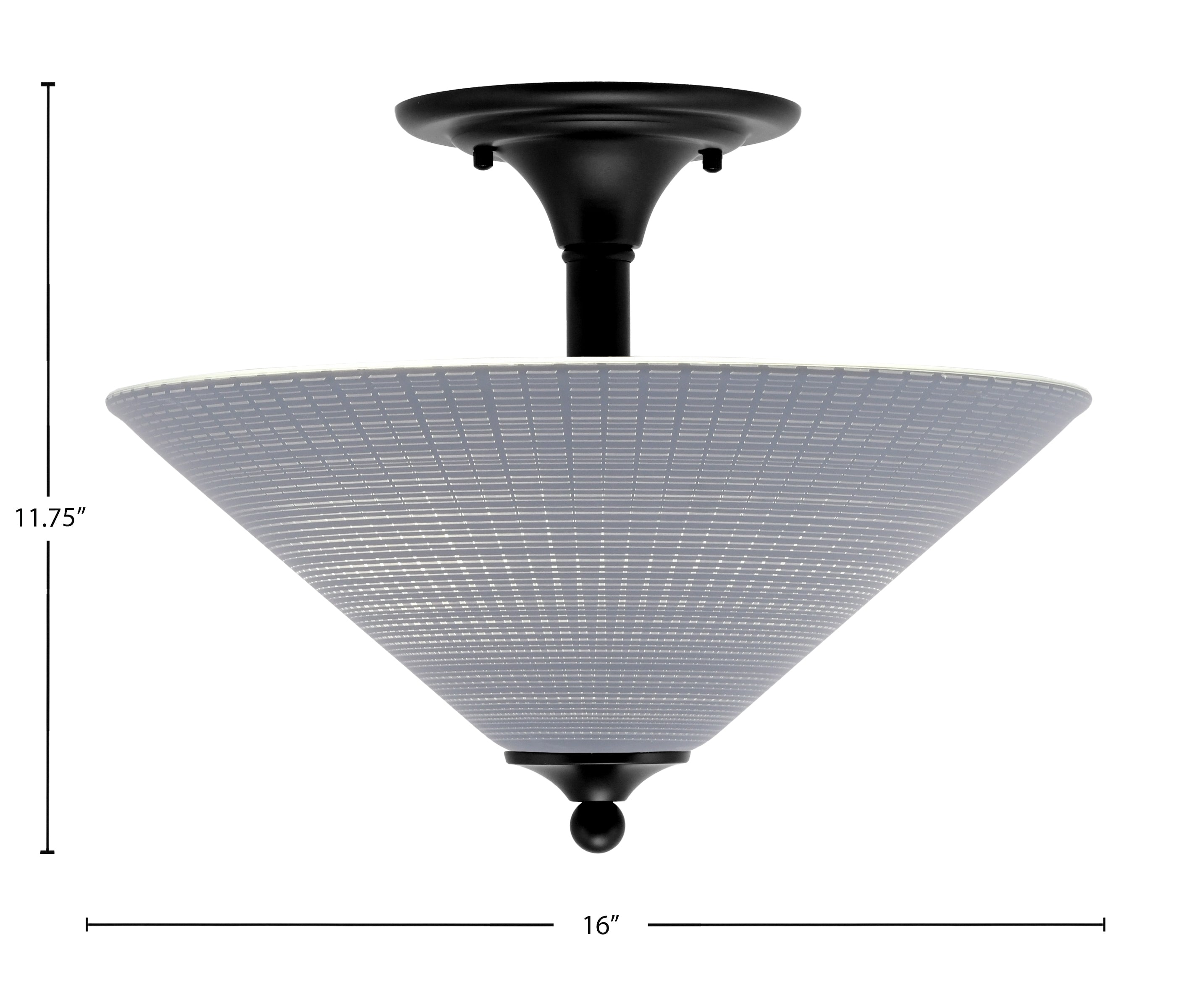 Semi-Flushes Two Light Semi-Flush Mount in Matte Black with Gray Matrix Shade
