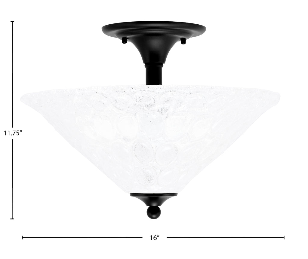 Any Two Light Semi-Flush Mount in Matte Black with 16" Italian Bubble Shade