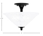 Any Two Light Semi-Flush Mount in Matte Black with 16" Italian Bubble Shade